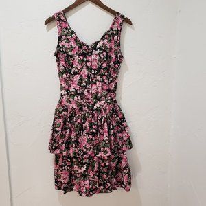 Vintage 80's 90's Floral Tiered  Dress